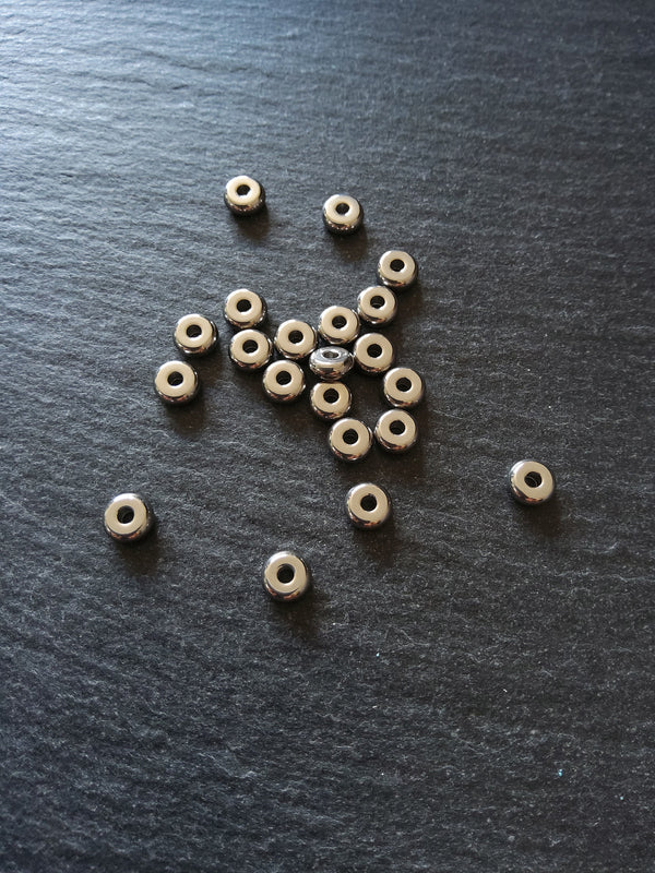 8 or 40 Stainless Steel 6mm Solid Flat Round Spacer Beads 6x2.5mm with 1.8mm Hole