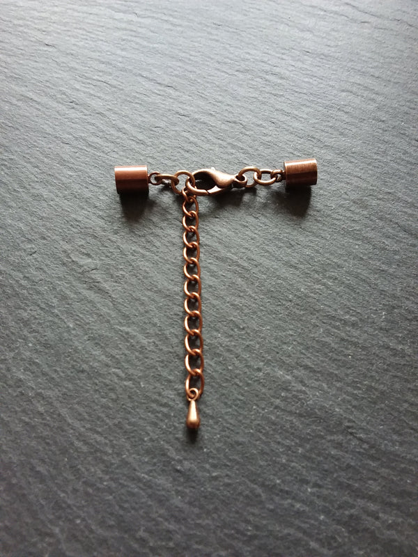 Antique Copper Tone End Cap Sets for 5mm Cord Necklaces & Bracelets (5.5mm end caps)