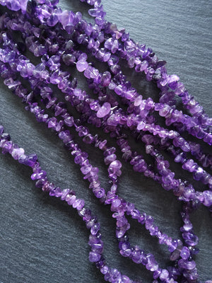 Natural Amethyst Chip Polished Gemstone Beads Approx 8x5mm Full 15.5" Strand