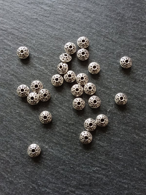 20 or 100 Antique Silver Tone 6mm Flying Saucer Shaped Spacer Beads 6x4mm. Hole: 1.5mm
