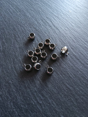 6 or 30 Stainless Steel 8mm Bail Beads Smooth Plain 11x8x5.5mm Hole: 5mm