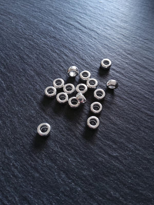 20 or 100 Bright Silver Plated 7mm Round Ring Spacer Beads 7x4mm Nickel FREE