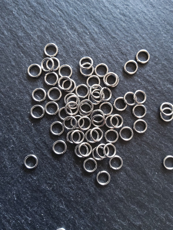 100 or 500 Stainless Steel 5mm Strong Jump Rings 0.8mm (20 gauge)