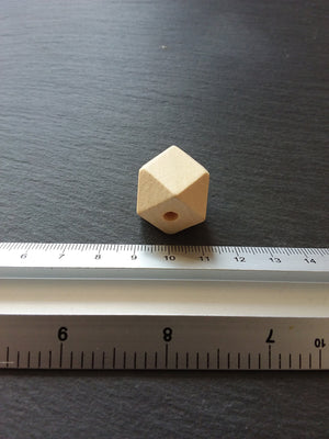 20 Faceted Square Natural Hinoki Wood 20mm (6/8") Spacer Beads. Hole: 4mm