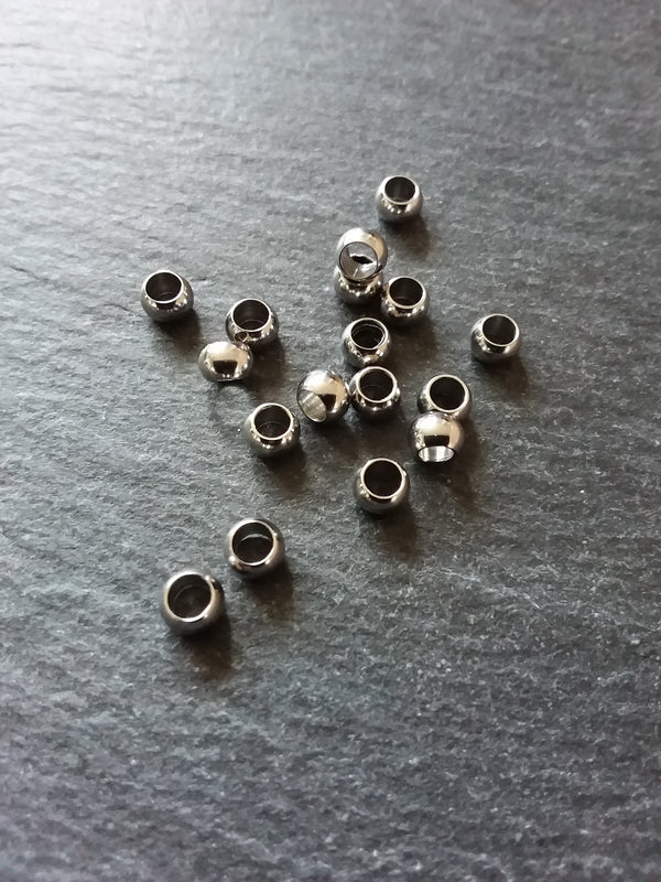 10 or 50 Stainless Steel 5mm Barrel Beads Smooth Solid Round Spacer 5x3.5mm with 3mm Hole