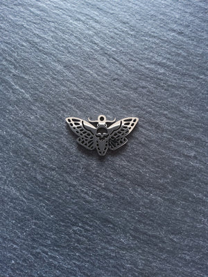 1 or 5 Stainless Steel Deaths Head Moth Pendant Charm Flat 30x17mm