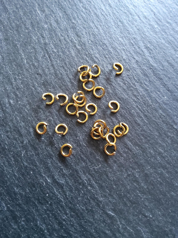 20 or 100 Real 18K Gold Ion Plated 5mm Diameter Strong Stainless Steel Jump Rings 1mm (18 Gauge) Inner Diameter: 3mm