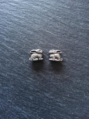 6 or 30 Rabbit Beads Antique Silver Tone 10x8mm