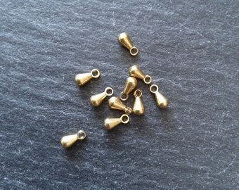 30 Raw Brass Extender Chain Drops 6x3mm NICKEL FREE