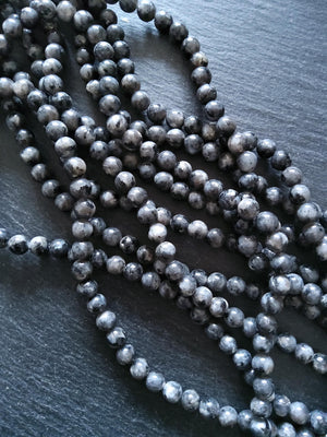 8mm to 8.5mm Larvikite Natural Gemstone Beads Undyed Full 15.7 inch Strand Hole: 1mm
