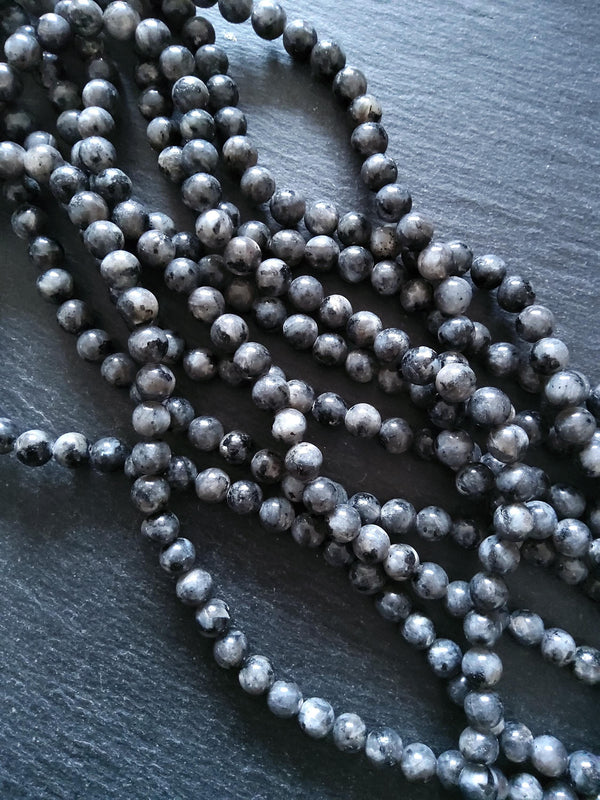 8mm to 8.5mm Larvikite Natural Gemstone Beads Undyed Full 15.7 inch Strand Hole: 1mm