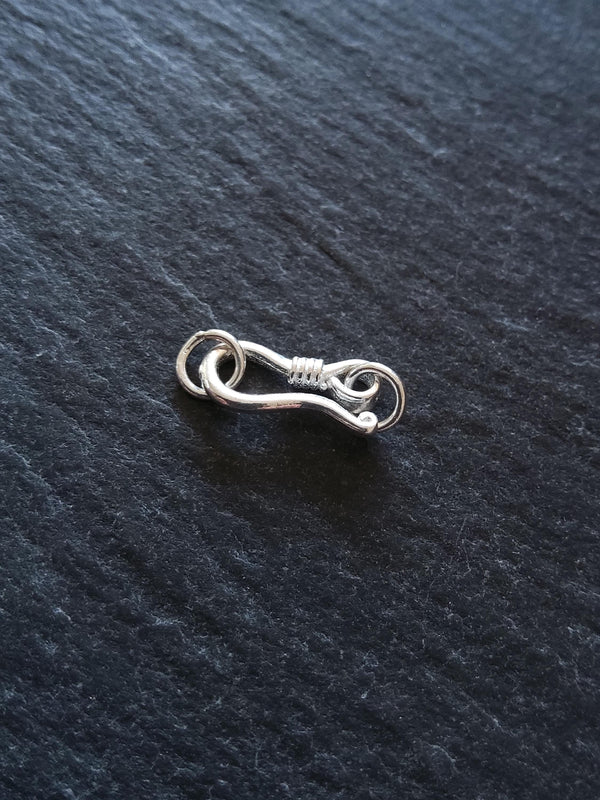Genuine Solid Sterling Silver Hook & Eye Clasp Set 20mm Long (clasp 13x6x2mm)