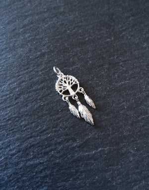 Tree of Life Dreamcatcher Charm 925 Sterling Silver 25x10x2mm