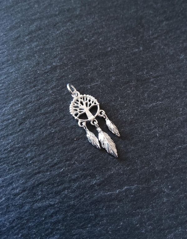 Tree of Life Dreamcatcher Charm 925 Sterling Silver 25x10x2mm