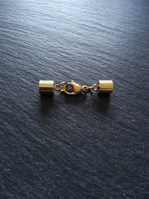 1 or 5 Gold Stainless Steel End Cap Sets for 5.5mm Cord (6mm end caps)