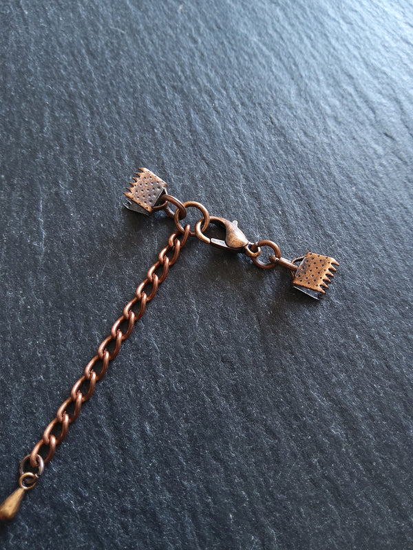5 or 25 Antique Copper Crimp End Sets for 6mm (1/4") Wide Ribbon