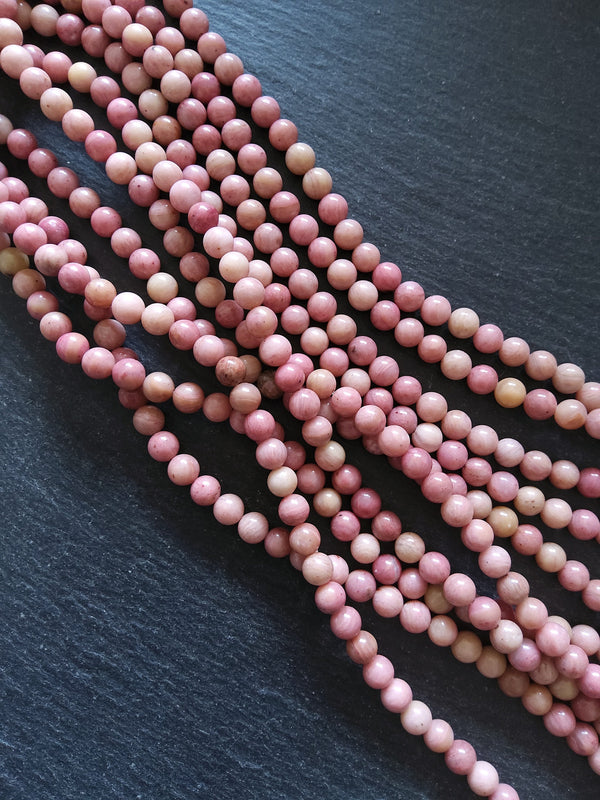6mm Rhodonite Undyed Natural Salmon Pink Beads Full 15.5 inch strand Hole: 1mm