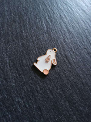 4 or 20 Rabbit Charms Rose Gold Tone Alloy with White & Pink Enamel 22x14mm4 or 20 Rabbit Charms Rose Gold Tone Alloy with White & Pink Enamel 22x14mm