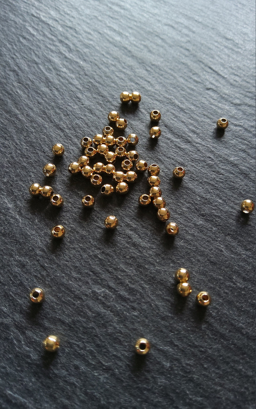 20 or 100 Real 14K Gold Plated 3mm Brass Round Spacer Beads Smooth Plain 3x2.5mm Hole: 1.2mm