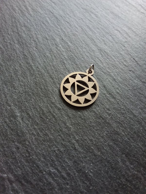 1 or 5 Stainless Steel Manipura Chakra Solar Plexus Charms Flat 22x19mm