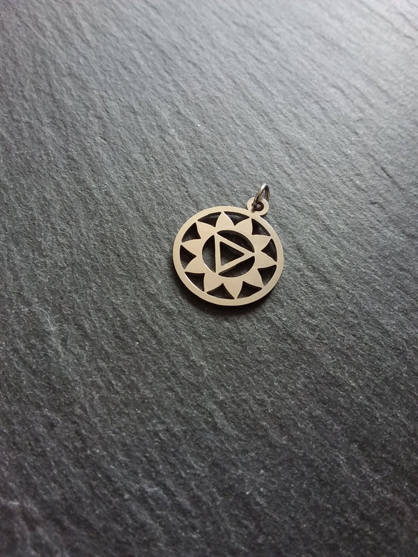 1 or 5 Stainless Steel Manipura Chakra Solar Plexus Charms Flat 22x19mm