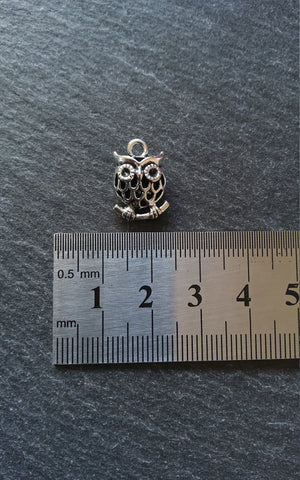 4 or 20 Owl Charms Antique Silver Tone Hollow 17x12x7mm Nickel FREE