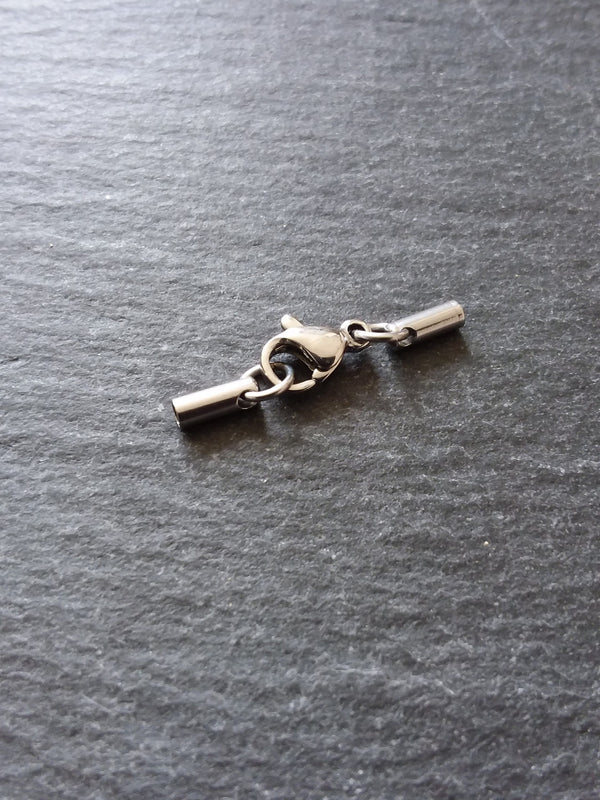 5 or 25 Sets Stainless Steel Rounded End Caps for 1.5mm Cord with Lobster Clasps (1.8mm end caps)