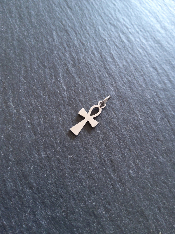 2 or 10 Little Stainless Steel Ancient Egyptian Ankh Charms 16x8x1mm