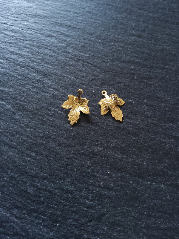 6 or 30 Real Gold Plated Stainless Steel Maple Leaf Charms 15x11.5x2mm