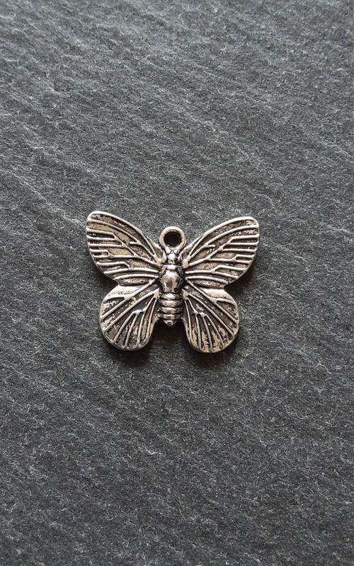 10 or 50 Beautiful Butterfly Charms Antique Silver Tone 18x15mm