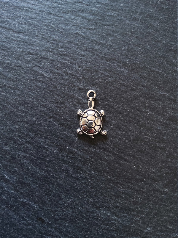 10 or 50 Little Tortoise Charms Antique Silver Tone 19x12mm