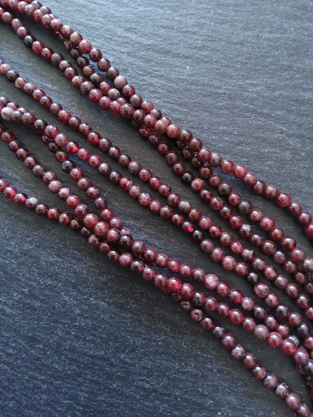 3.1mm to 3.8mm Garnet Round Undyed Natural Gemstone Beads Full 15.5 inch Strands
