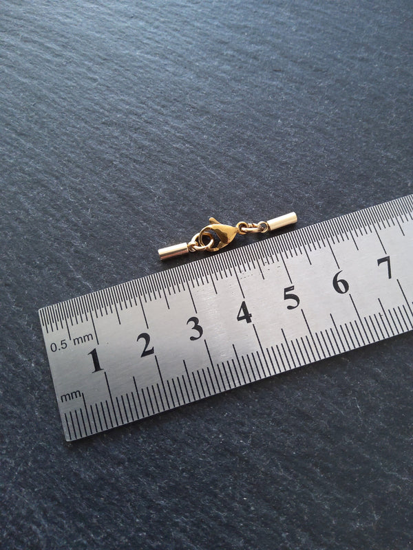 4 or 20 Genuine 18K Gold Plated Stainless Steel End Cap Sets for 1.5mm (2mm end caps)