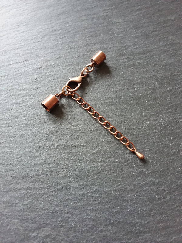 Antique Copper Tone End Cap Sets for 5mm Cord Necklaces & Bracelets (5.5mm end caps)