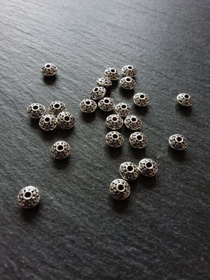 20 or 100 Antique Silver Tone 6mm Flying Saucer Shaped Spacer Beads 6x4mm. Hole: 1.5mm