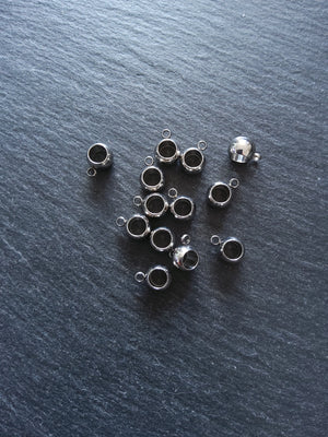 6 or 30 Stainless Steel 8mm Bail Beads Smooth Plain 11x8x5.5mm Hole: 5mm