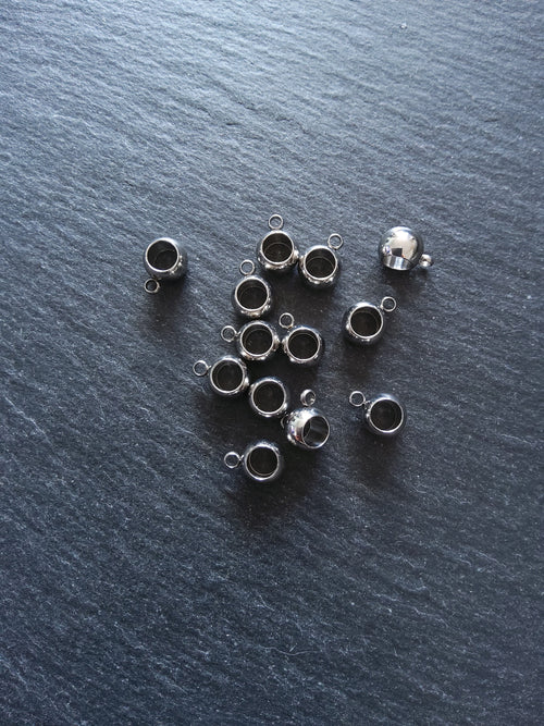 6 or 30 Stainless Steel 8mm Bail Beads Smooth Plain 11x8x5.5mm Hole: 5mm