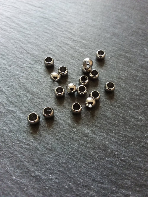 10 or 50 Stainless Steel 5mm Barrel Beads Smooth Solid Round Spacer 5x3.5mm with 3mm Hole