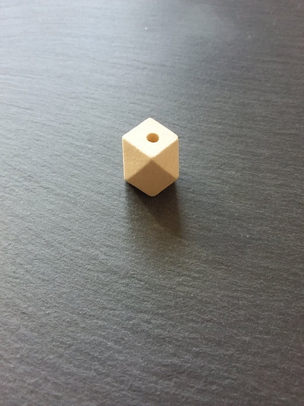 20 Faceted Square Natural Hinoki Wood 20mm (6/8") Spacer Beads. Hole: 4mm