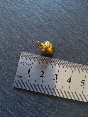 6 or 30 Acorn Charms Antique Gold Tone Solid Metal Alloy 14x10mm