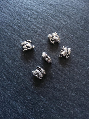 6 or 30 Rabbit Beads Antique Silver Tone 10x8mm