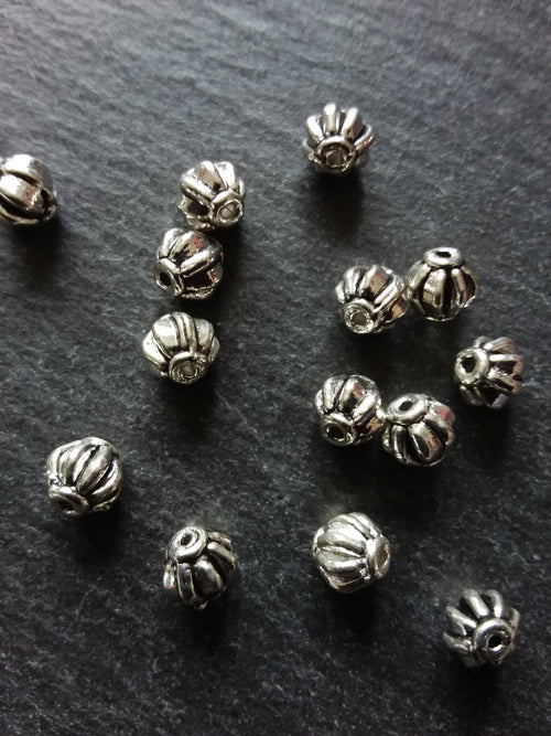 20 or 100 Lantern Beads 6mm Antique Silver Tone Spacer 6x6mm. Hole: 1mm