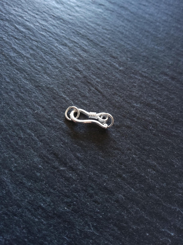 Genuine Solid Sterling Silver Hook & Eye Clasp Set 20mm Long (clasp 13x6x2mm)
