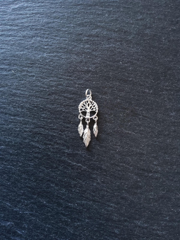 Tree of Life Dreamcatcher Charm 925 Sterling Silver 25x10x2mm