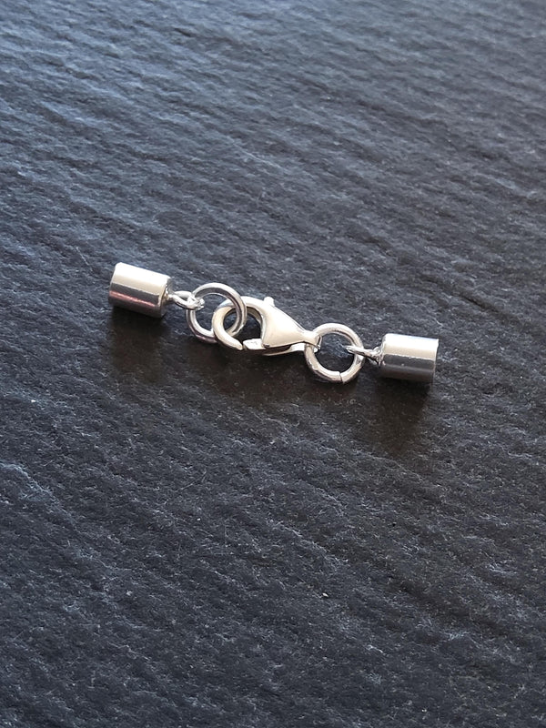 Genuine Solid Sterling Silver End Cap Set for 2.5mm Cord (3mm end caps)