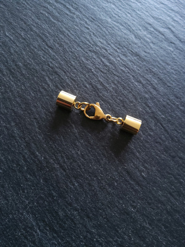 1 or 5 Gold Stainless Steel End Cap Sets for 5.5mm Cord (6mm end caps)