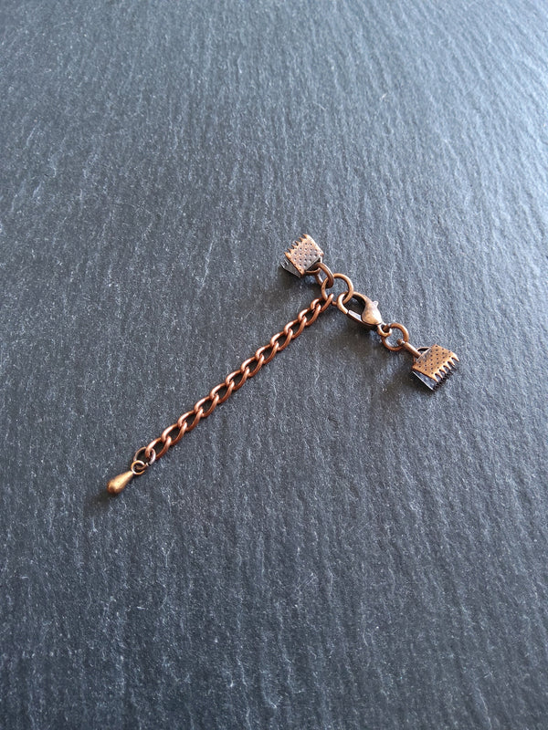 5 or 25 Antique Copper Crimp End Sets for 6mm (1/4") Wide Ribbon