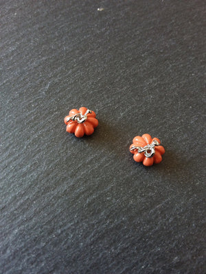 4 or 20 Pumpkin Charms Orange & Silver Solid Metal Alloy 11x10mm