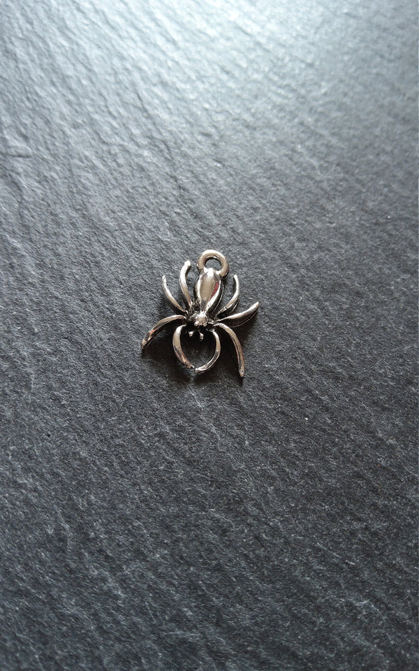 12 or 60 Spider Charms Antique Silver Tone 18x13x3mm