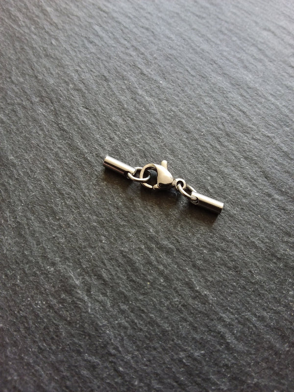 5 or 25 Sets Stainless Steel Rounded End Caps for 1.5mm Cord with Lobster Clasps (1.8mm end caps)